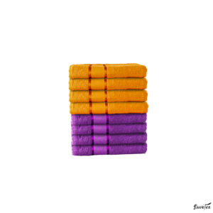 Set 8 Prosoape Baie, 100% Bumbac, Dimensiune 70x130 Cm, 400 GSM,Multicolor, Mov+Portocaliu