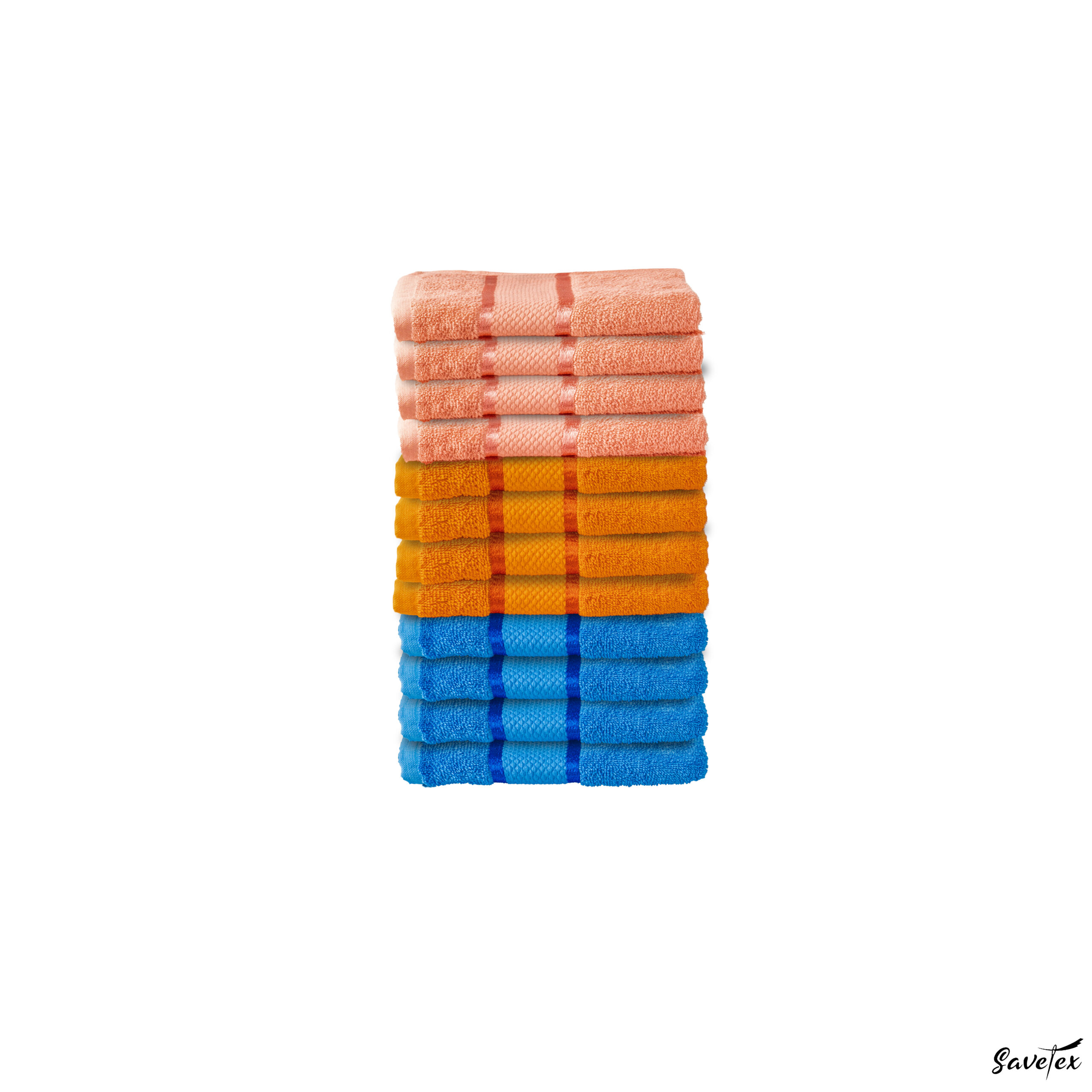 Set 12 Prosoape Baie, 100% Bumbac, Dimensiune 70x130 Cm, 400 GSM, Multicolor, SunsetBloom