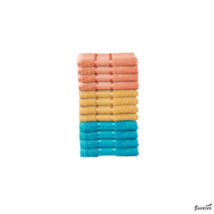 Set 12 Prosoape Baie, 100% Bumbac, Dimensiune 70x130 Cm, 400 GSM, Multicolor, OceanBlush